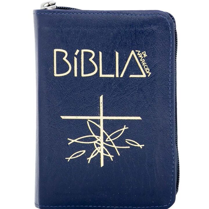 Bíblia de Aparecida - Bolso zíper azul